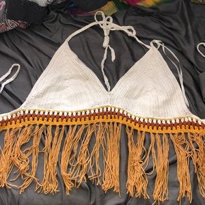 backless fringe bralette top